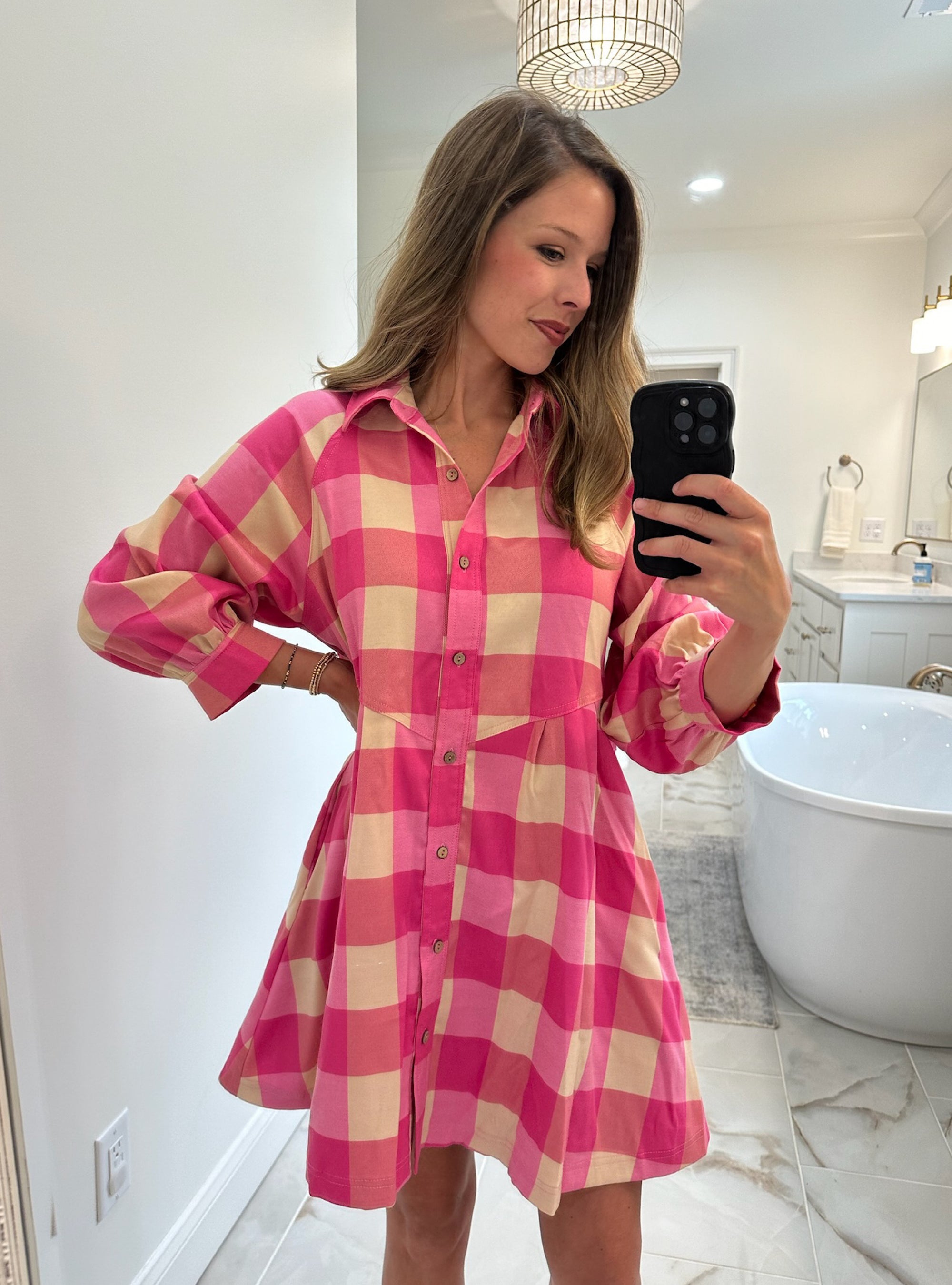Pretty In Plaid Button-Up Dress