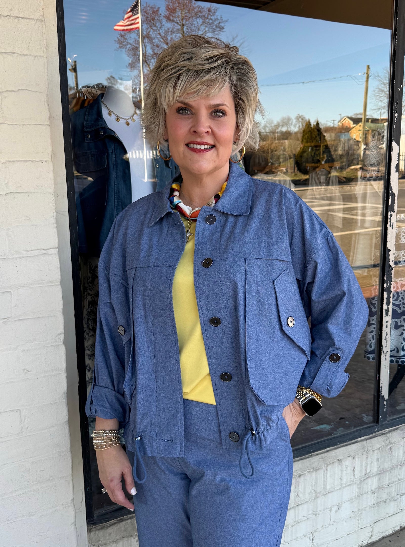 Multiples Chambray Blue Jacket
