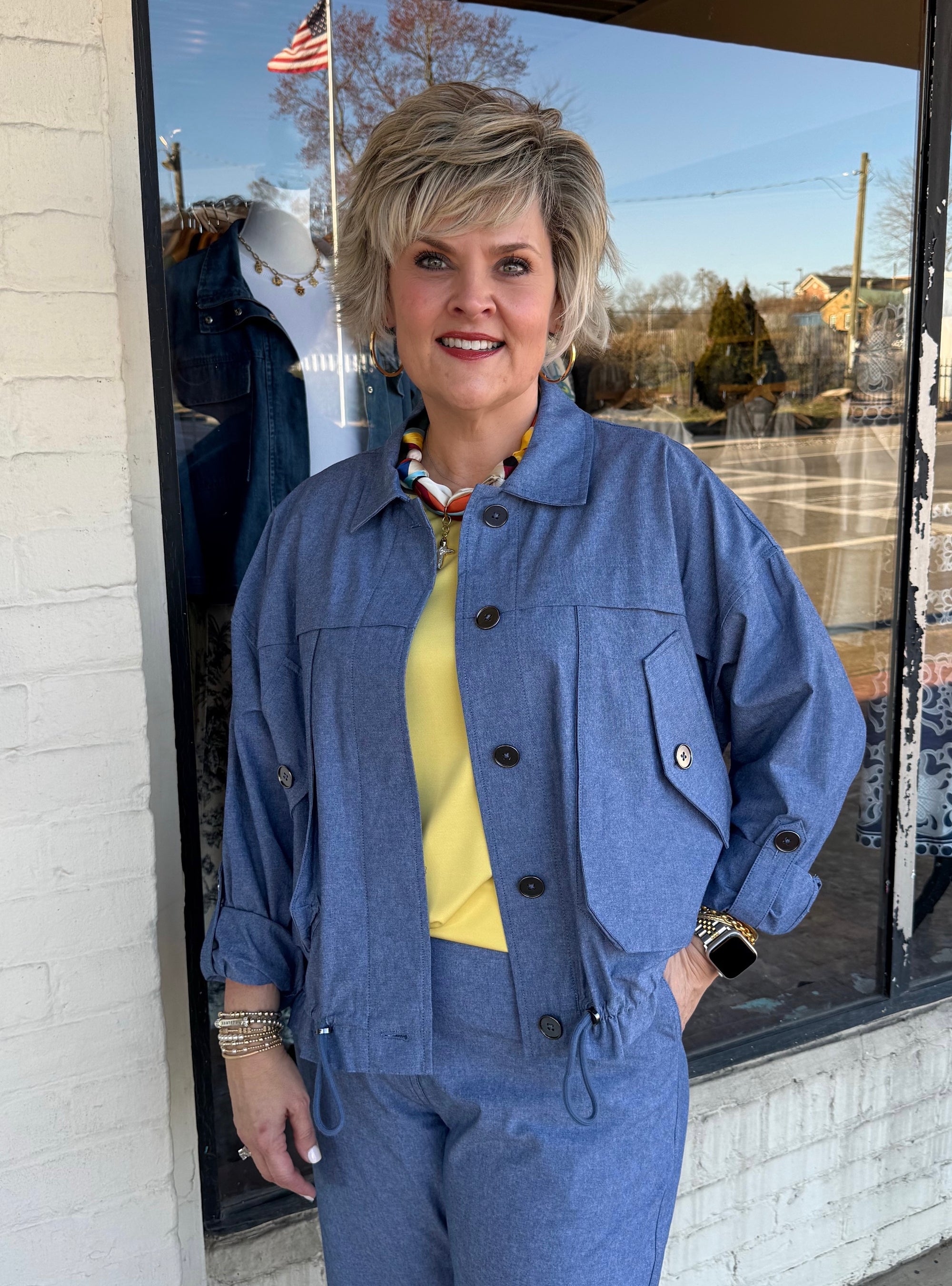 Multiples Chambray Blue Jacket