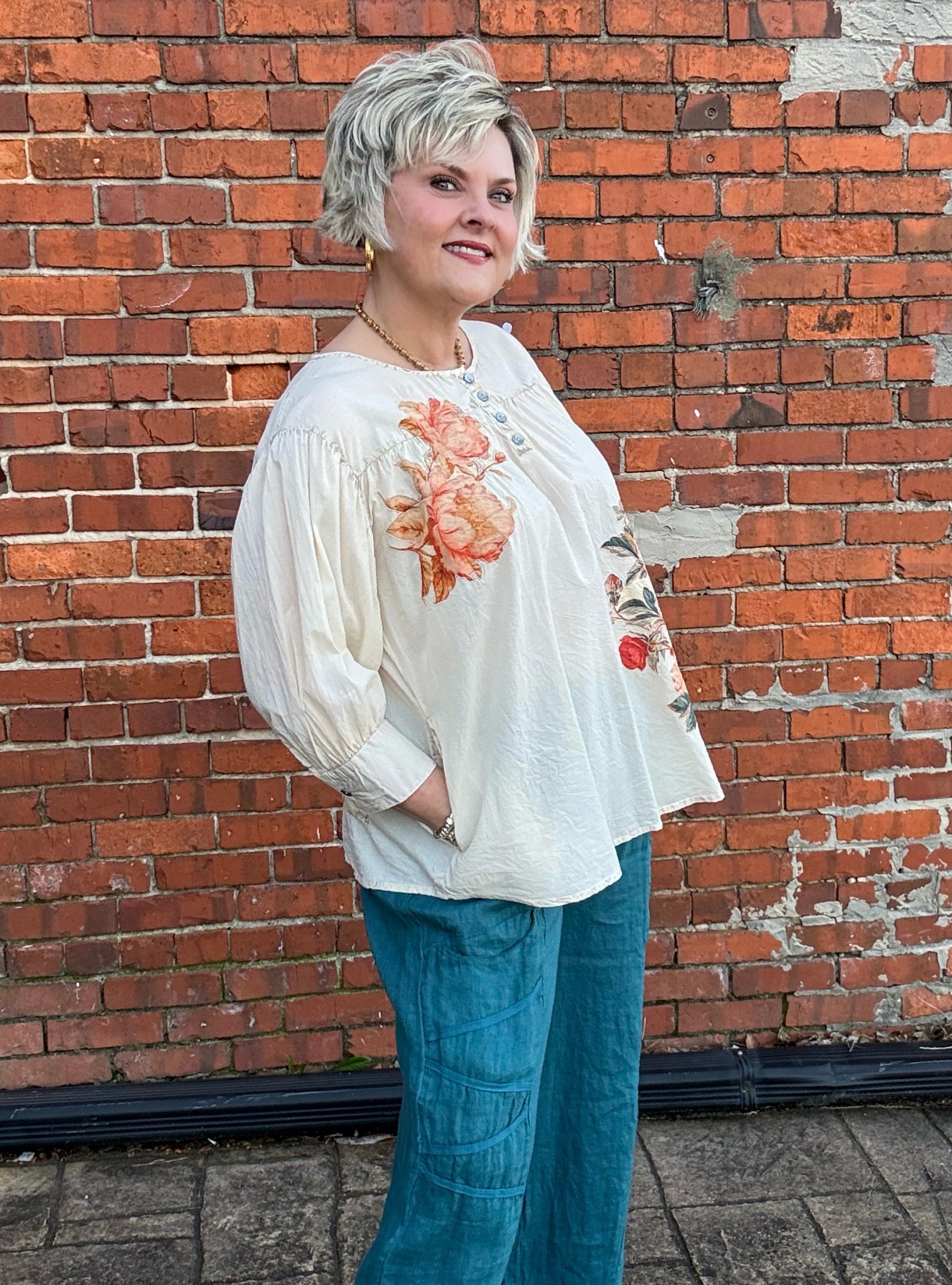 Paper Lace Cream Butterfly Design Top