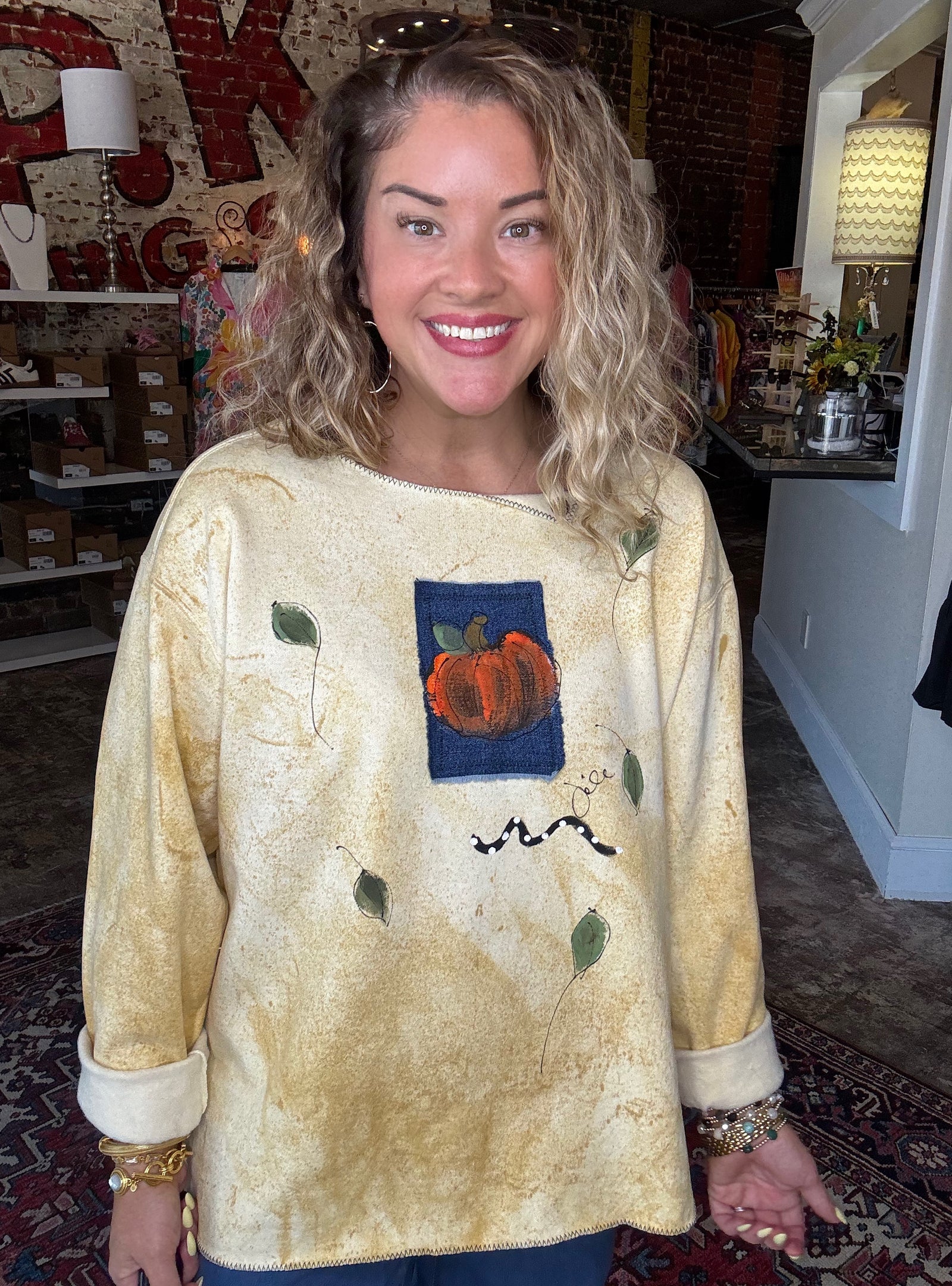 Kunky's Hand Painted Pumpkin Sweatshirt