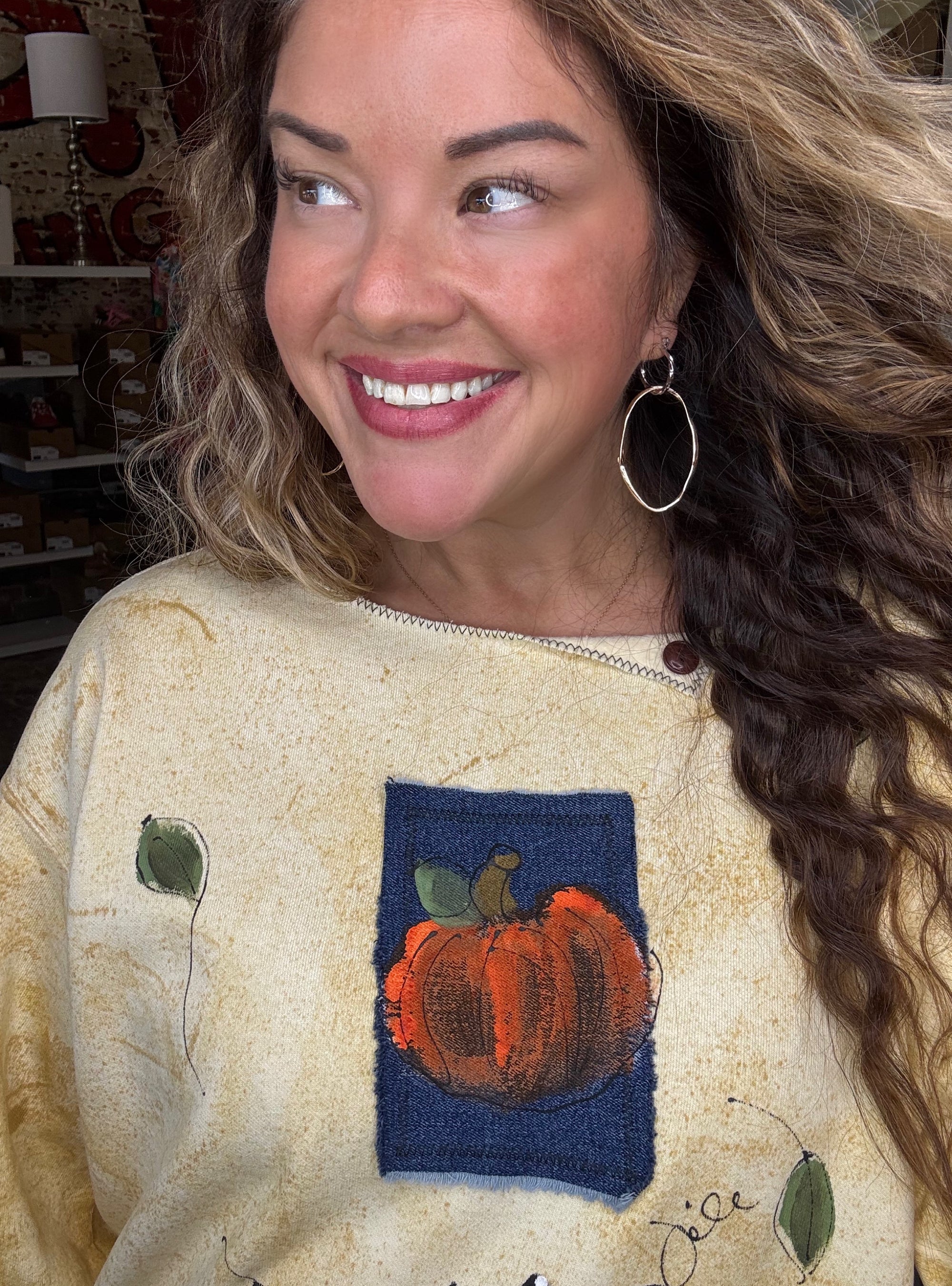 Kunky&#39;s Hand Painted Pumpkin Sweatshirt