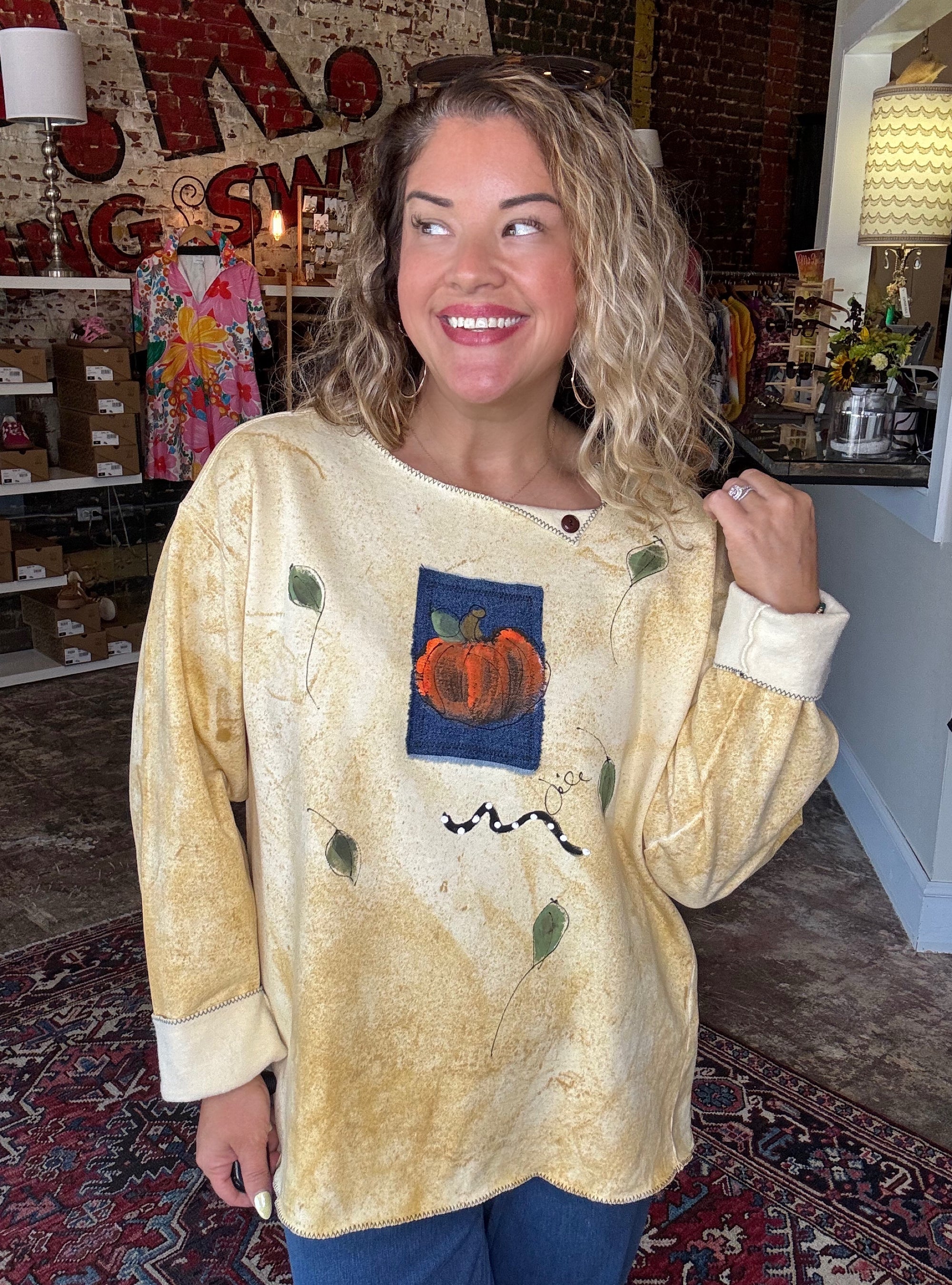 Kunky&#39;s Hand Painted Pumpkin Sweatshirt