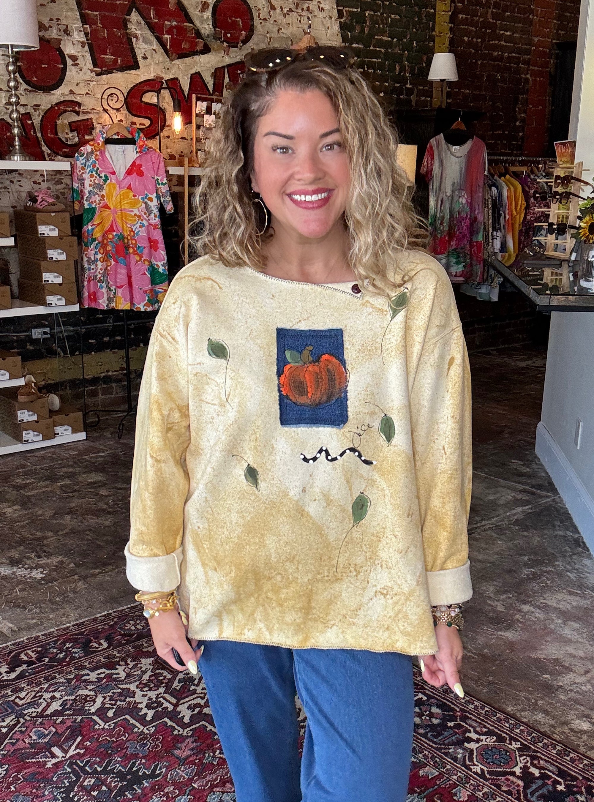 Kunky&#39;s Hand Painted Pumpkin Sweatshirt