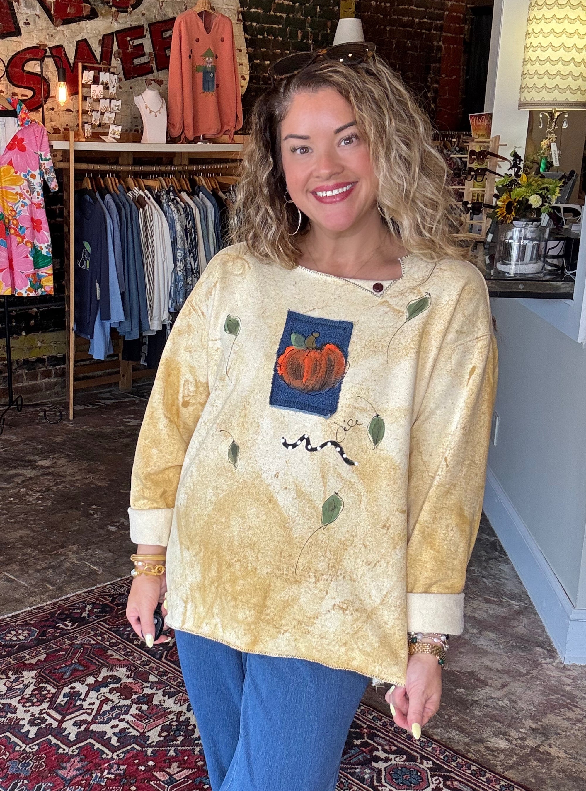 Kunky&#39;s Hand Painted Pumpkin Sweatshirt