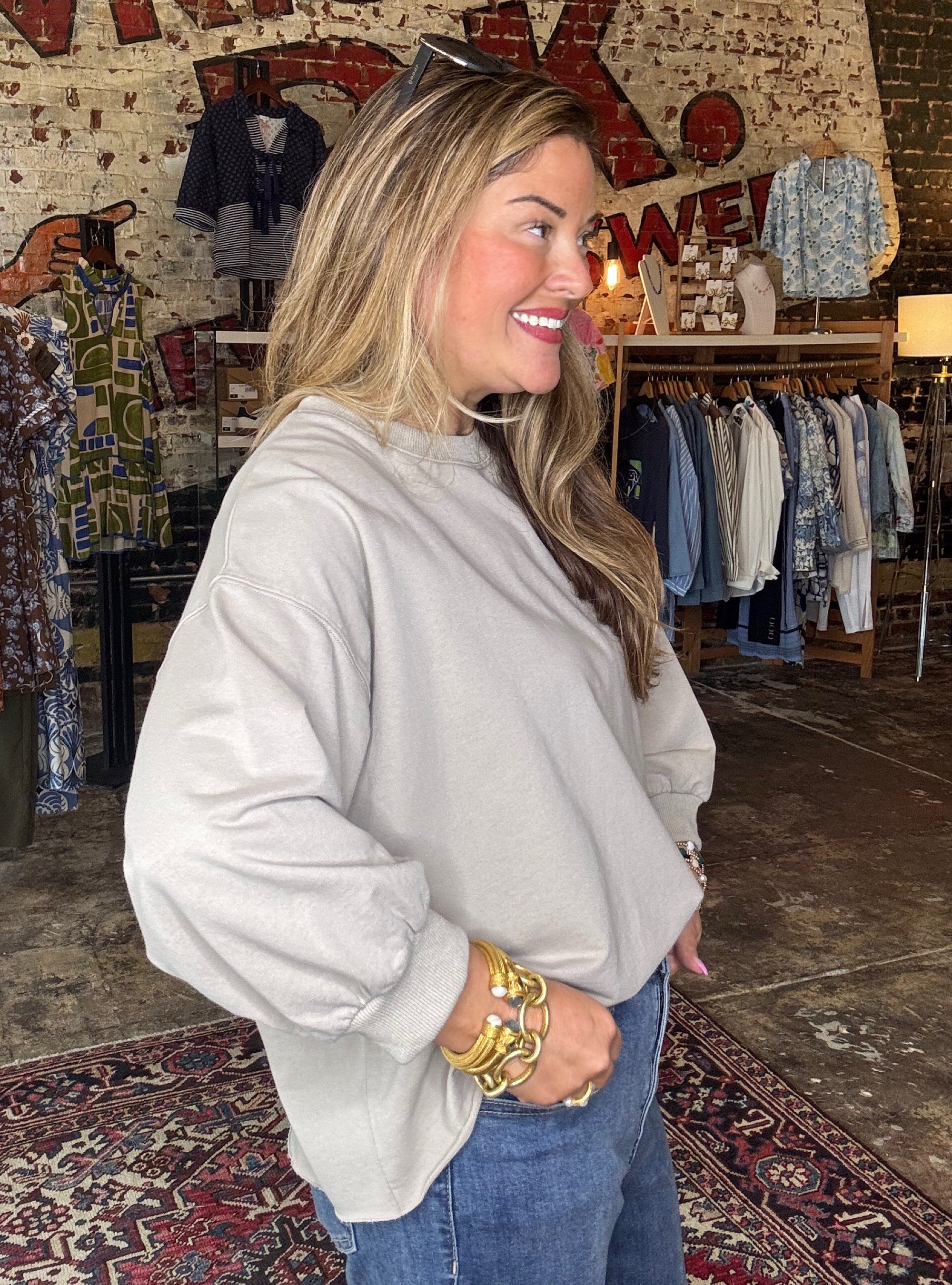 Cropped It Like It&#39;s Hot Sweatshirt - Taupe