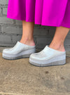 Naked Feet Coach Silver Platform Clogs