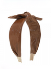 Faux Leather Top Knot Headband--Chocolate