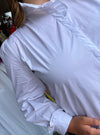 Rise &amp; Ruffle White Button Up Top