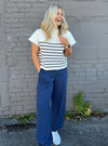 Navy High-Waisted Knit Joggers