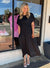 Chic In Black Satin Midi Dress