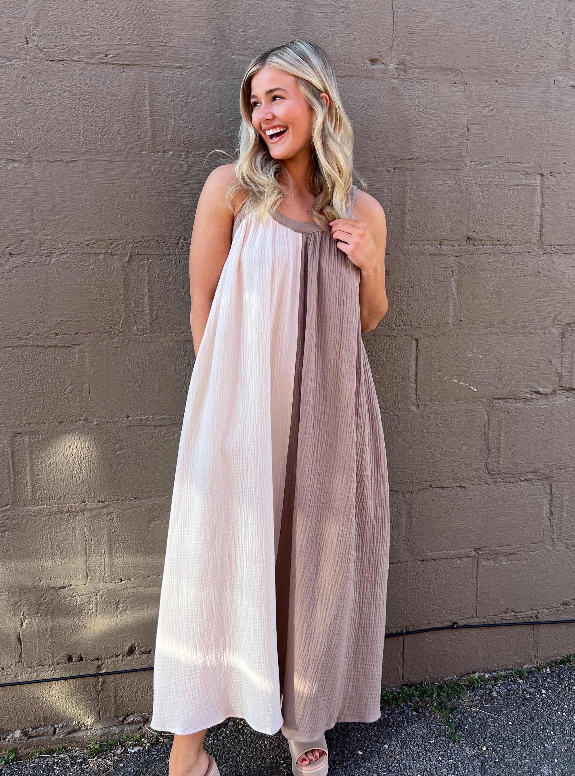 All In On Two-Tone Maxi Dress