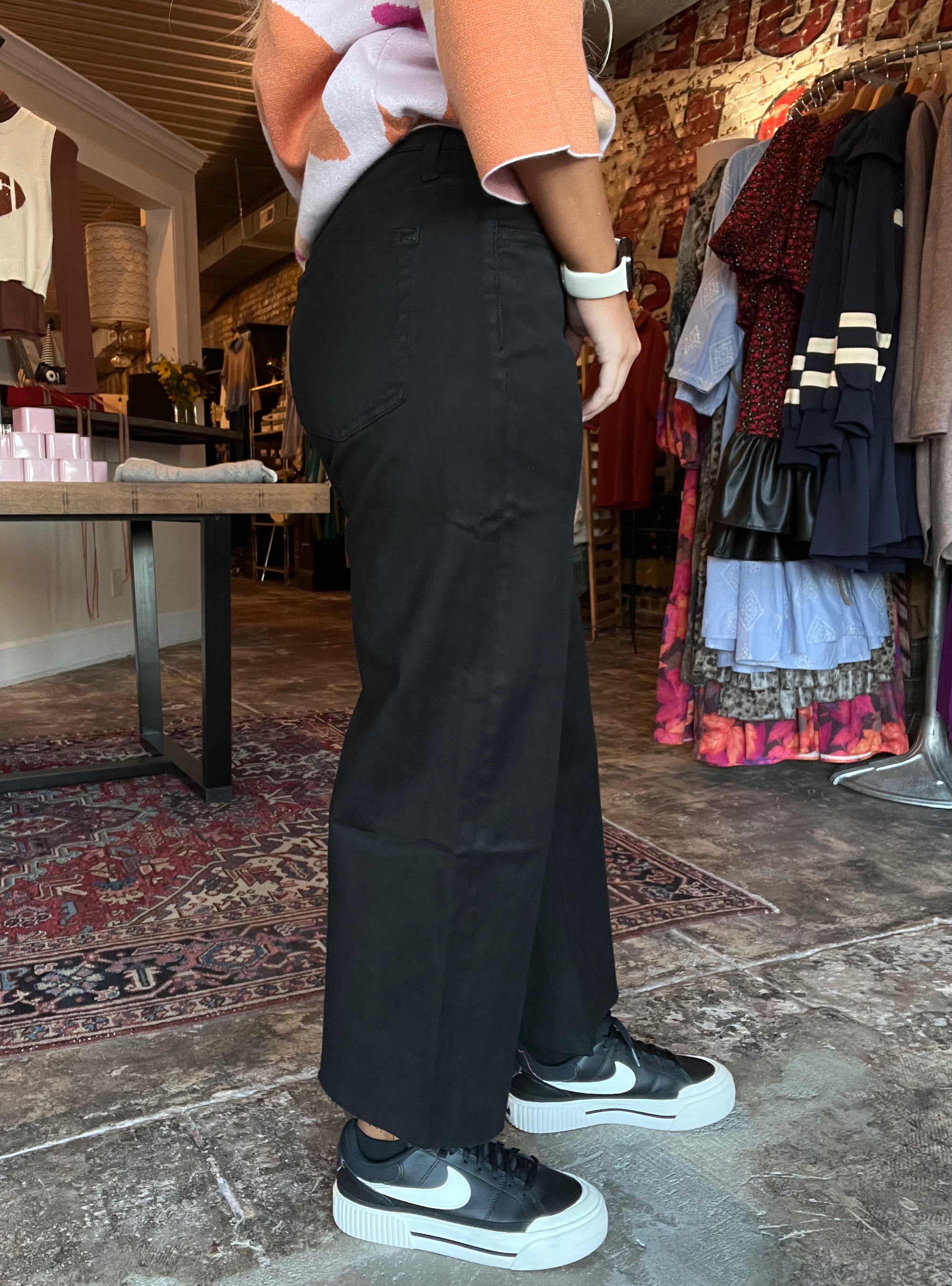Vervet Black High Rise Wide Leg Crop Jean