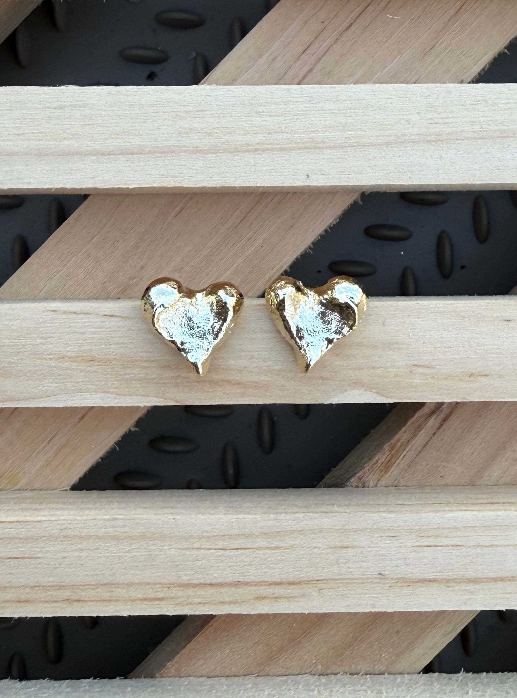 Heart To Heart Gold Earrings