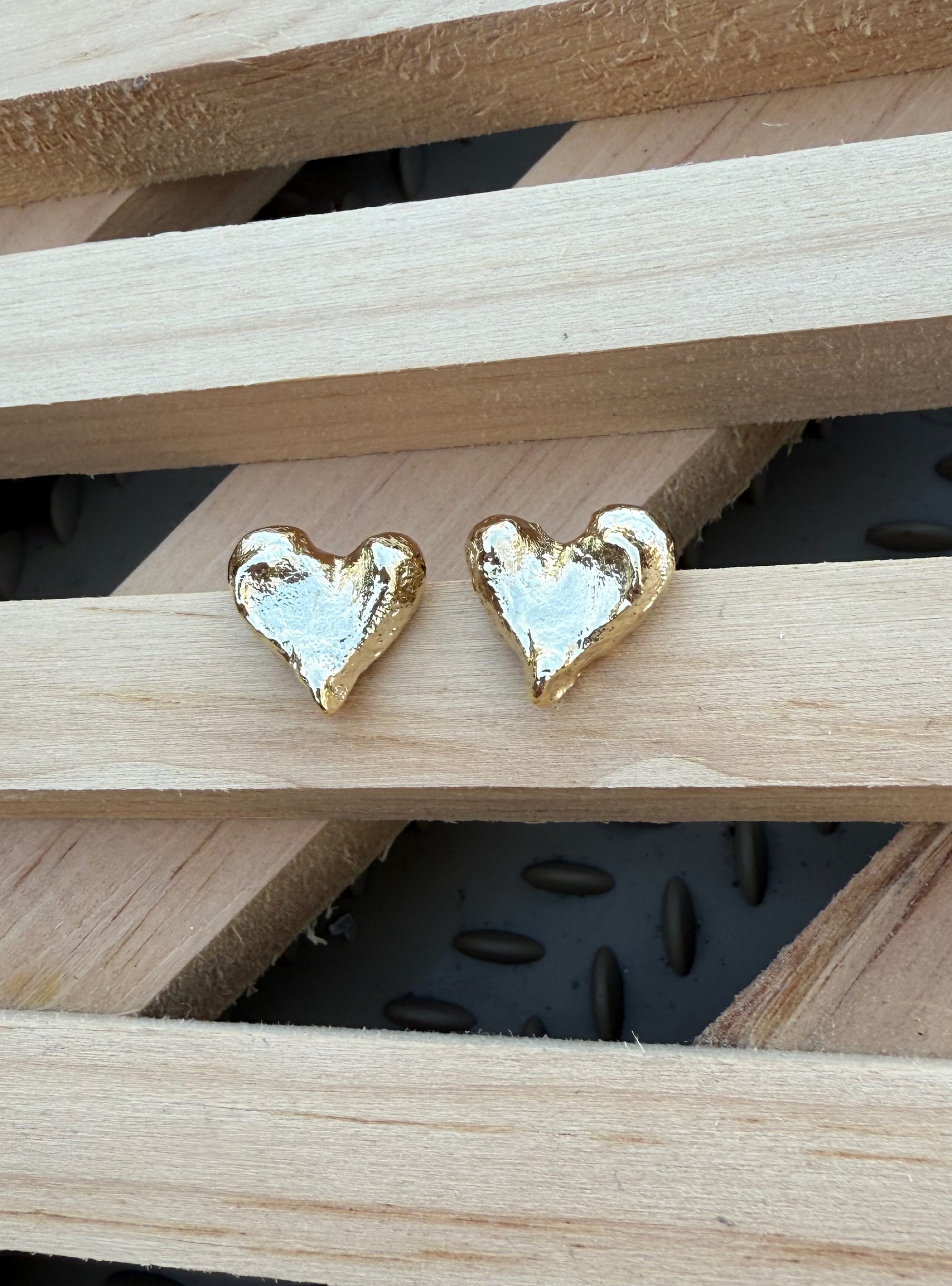 Heart To Heart Gold Earrings