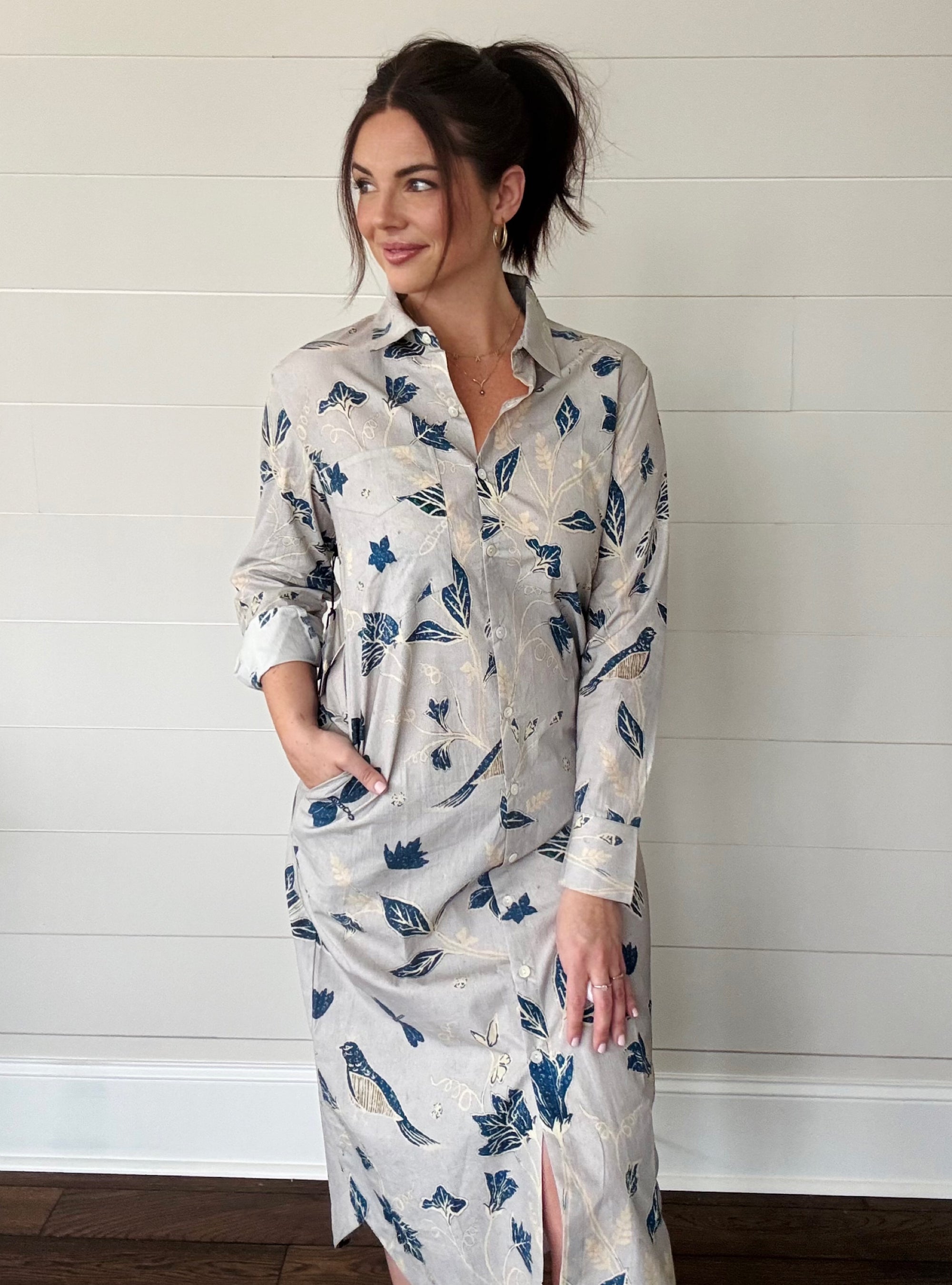 APNY Printed Shirt Dress