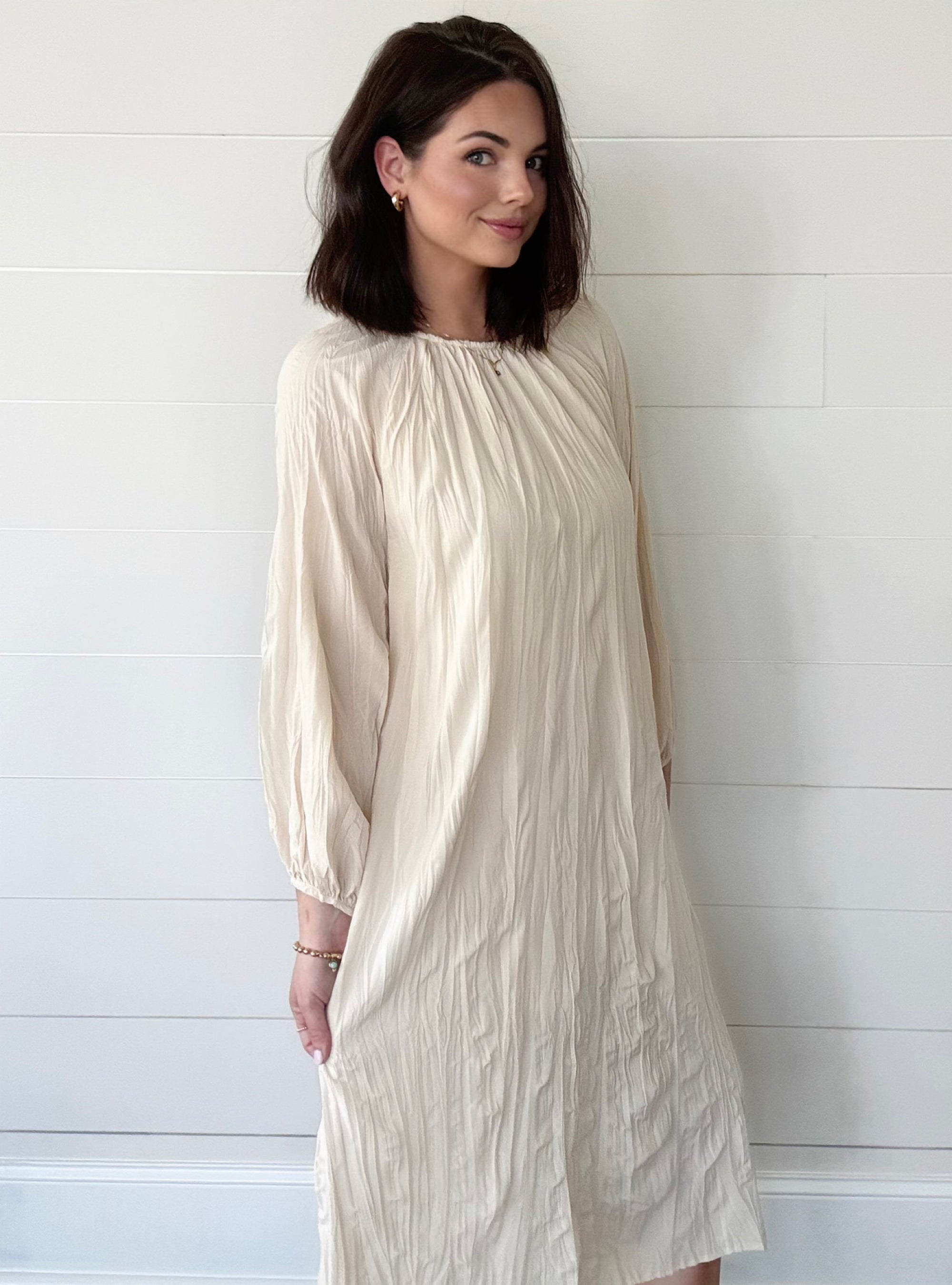 Cream Of The Crop Crinkle Dress
