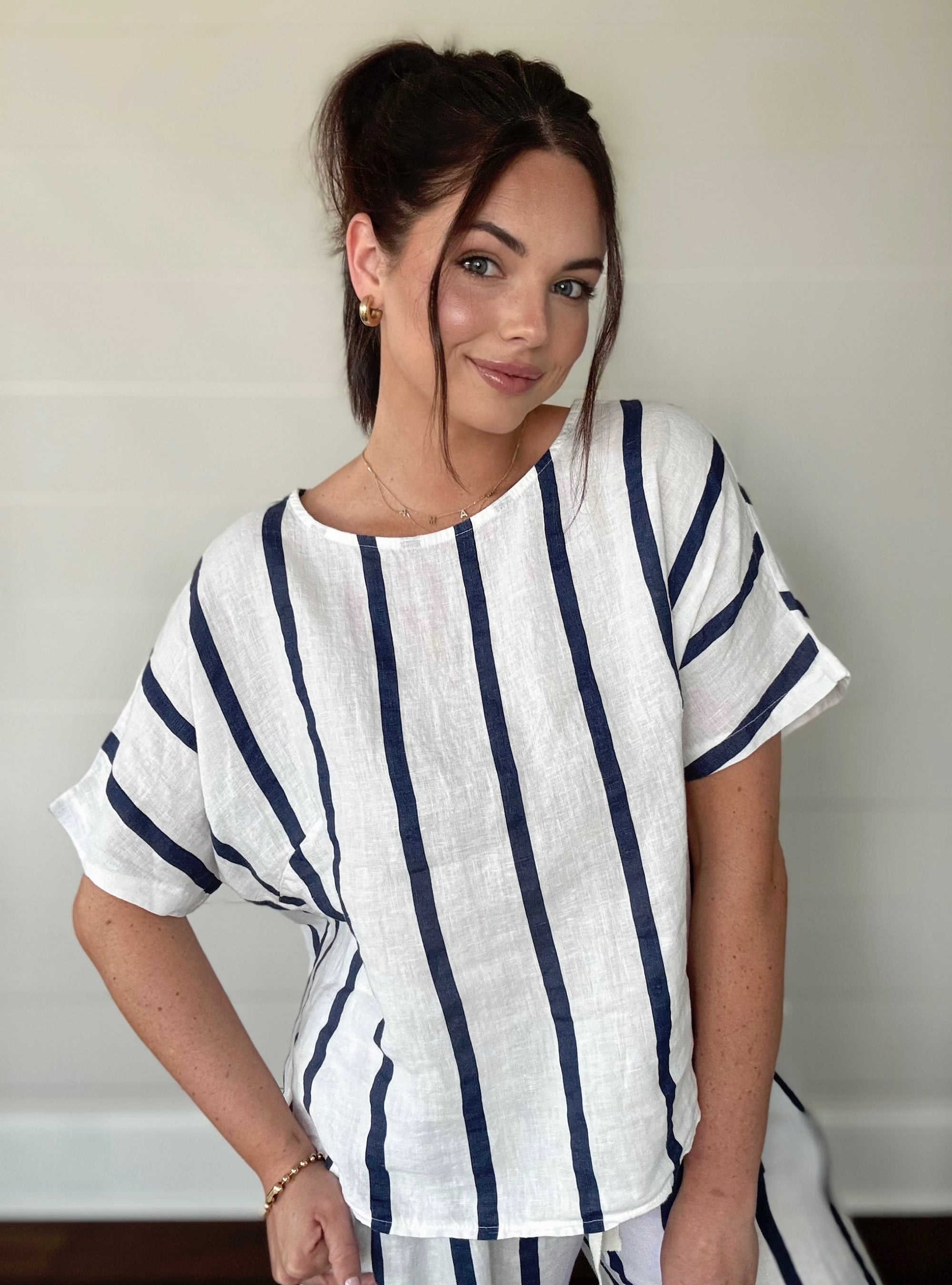 Liabella Navy Linen O/S Top