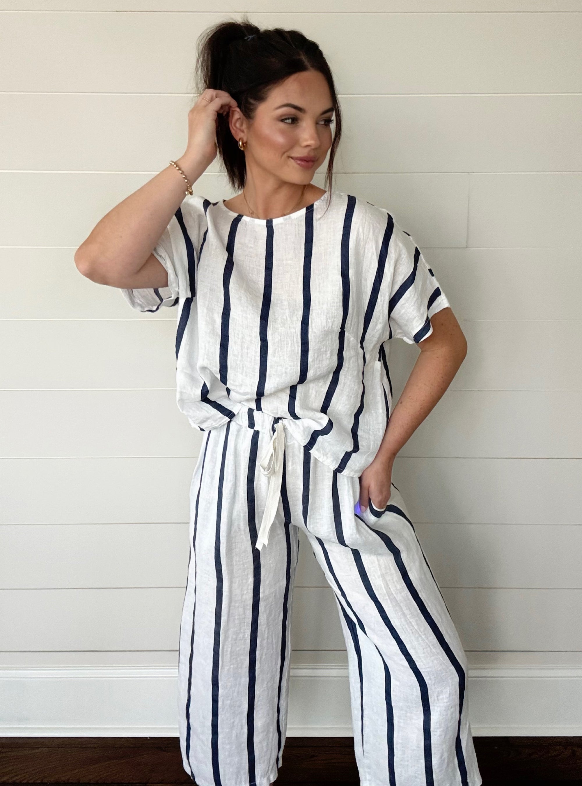 Liabella Navy Linen O/S Top