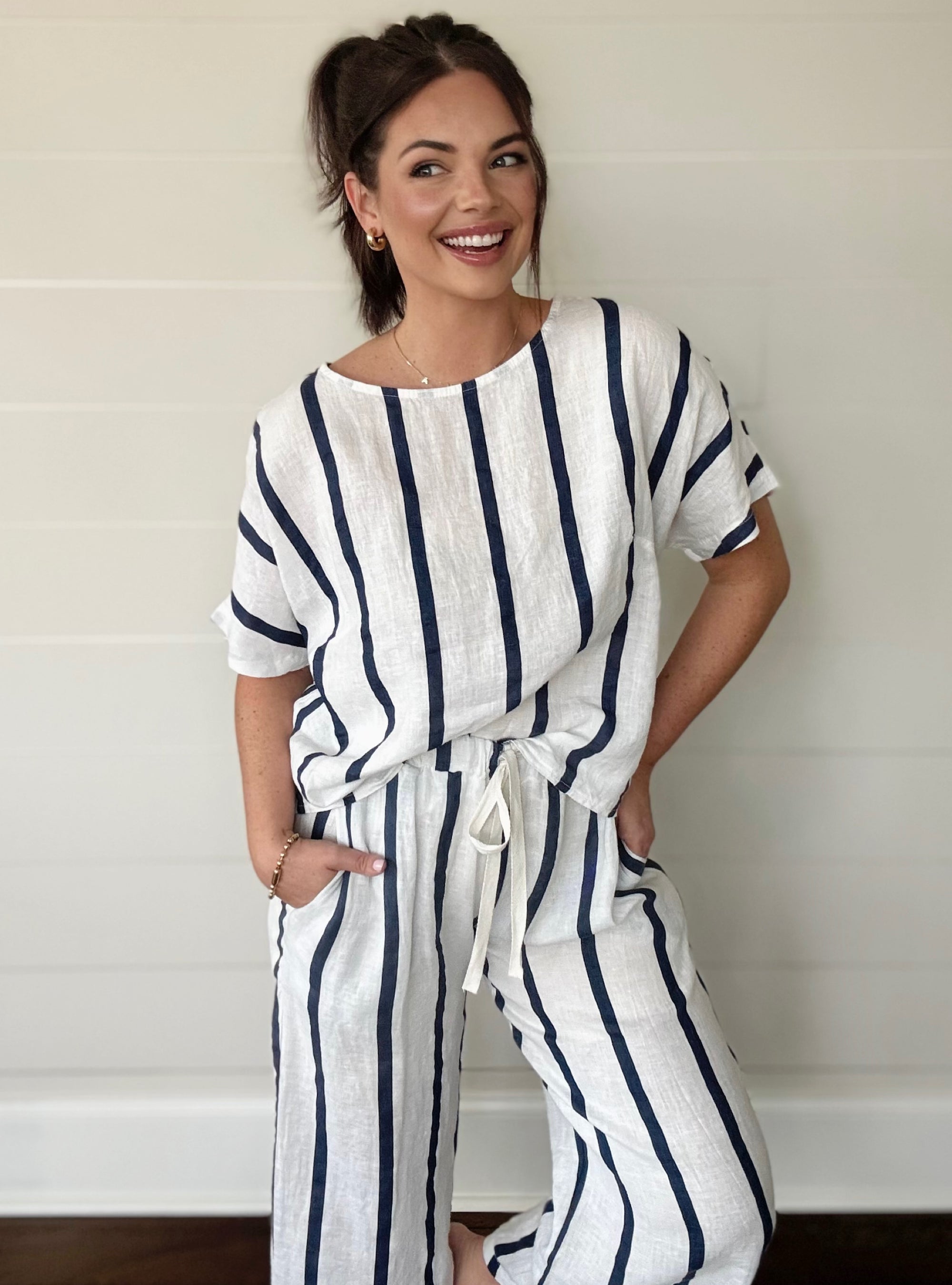 Liabella Navy Linen O/S Top