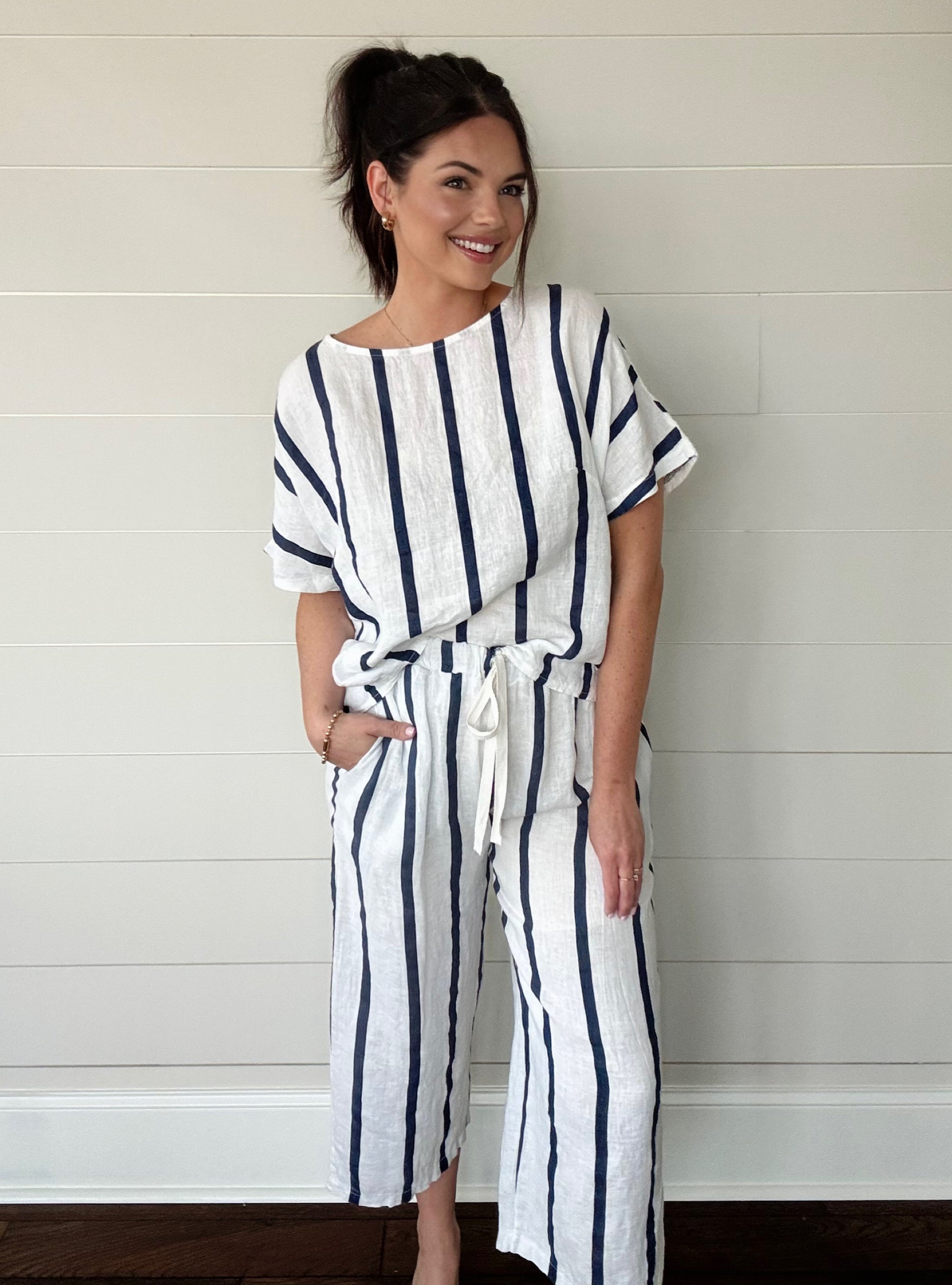 Liabella Navy Linen O/S Top