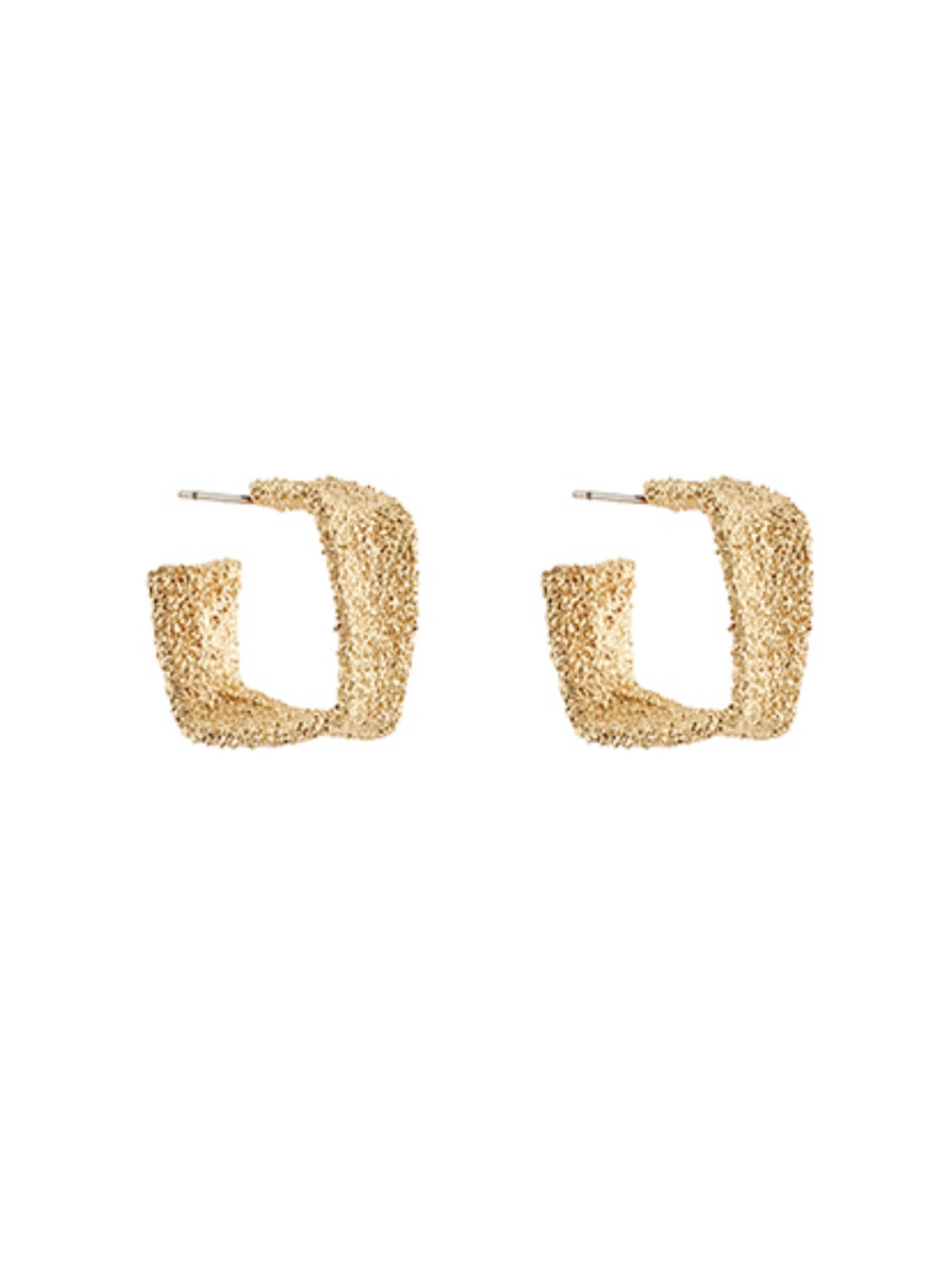 Stay Golden Textured Square Earrings