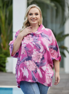 Orange Amore Floral Linen Cowl Neck Top
