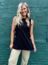 All of A Button Black Sleeveless Top