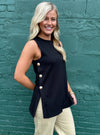 All of A Button Black Sleeveless Top