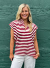 Draw The Wine Striped V-Neck Top