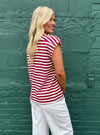 Draw The Wine Striped V-Neck Top