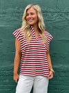 Draw The Wine Striped V-Neck Top