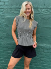 Showing Up At The Stripe Time Top - Black