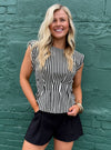 Showing Up At The Stripe Time Top - Black