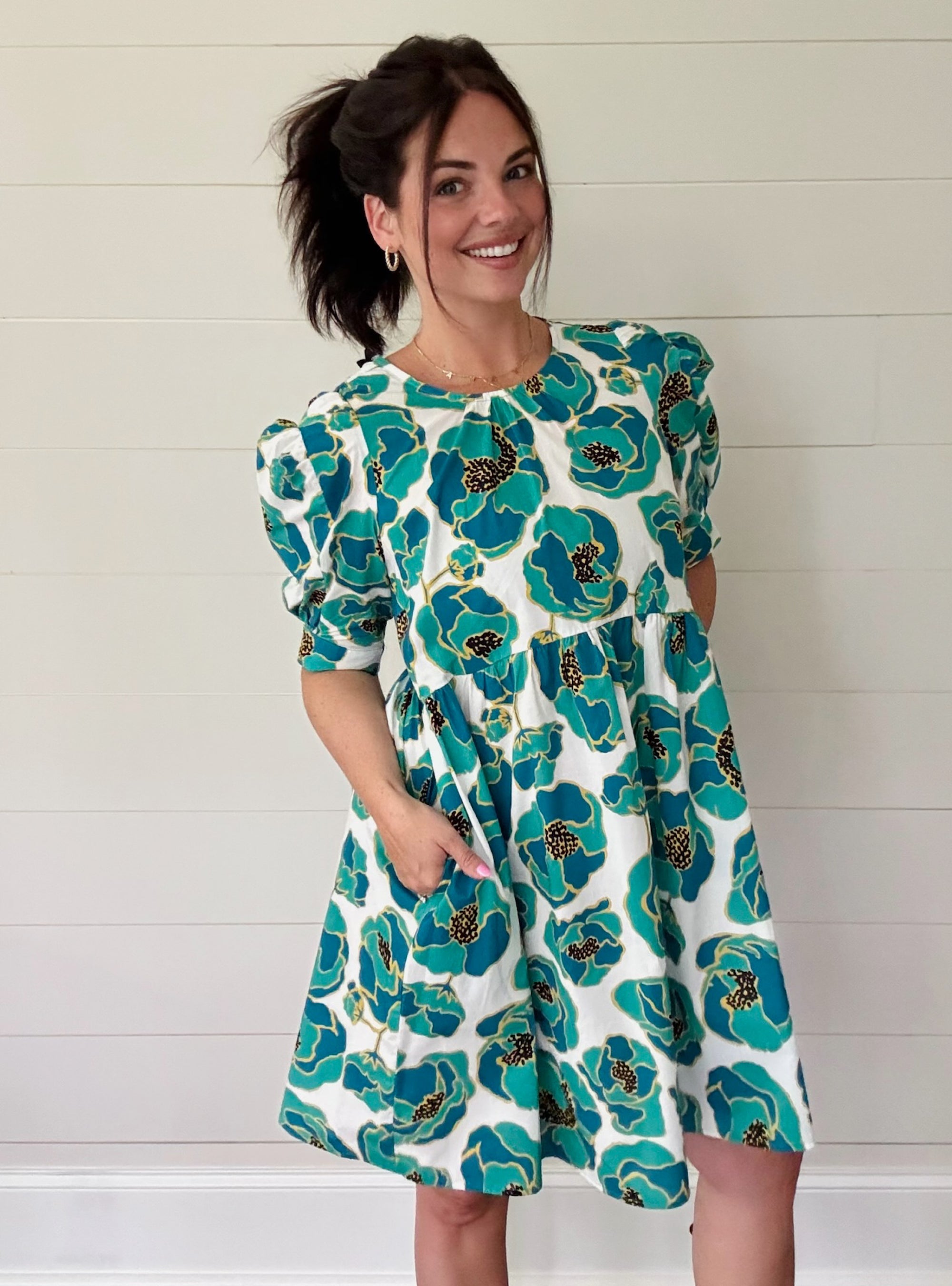 Into The Deep Blue Sea Floral Dress