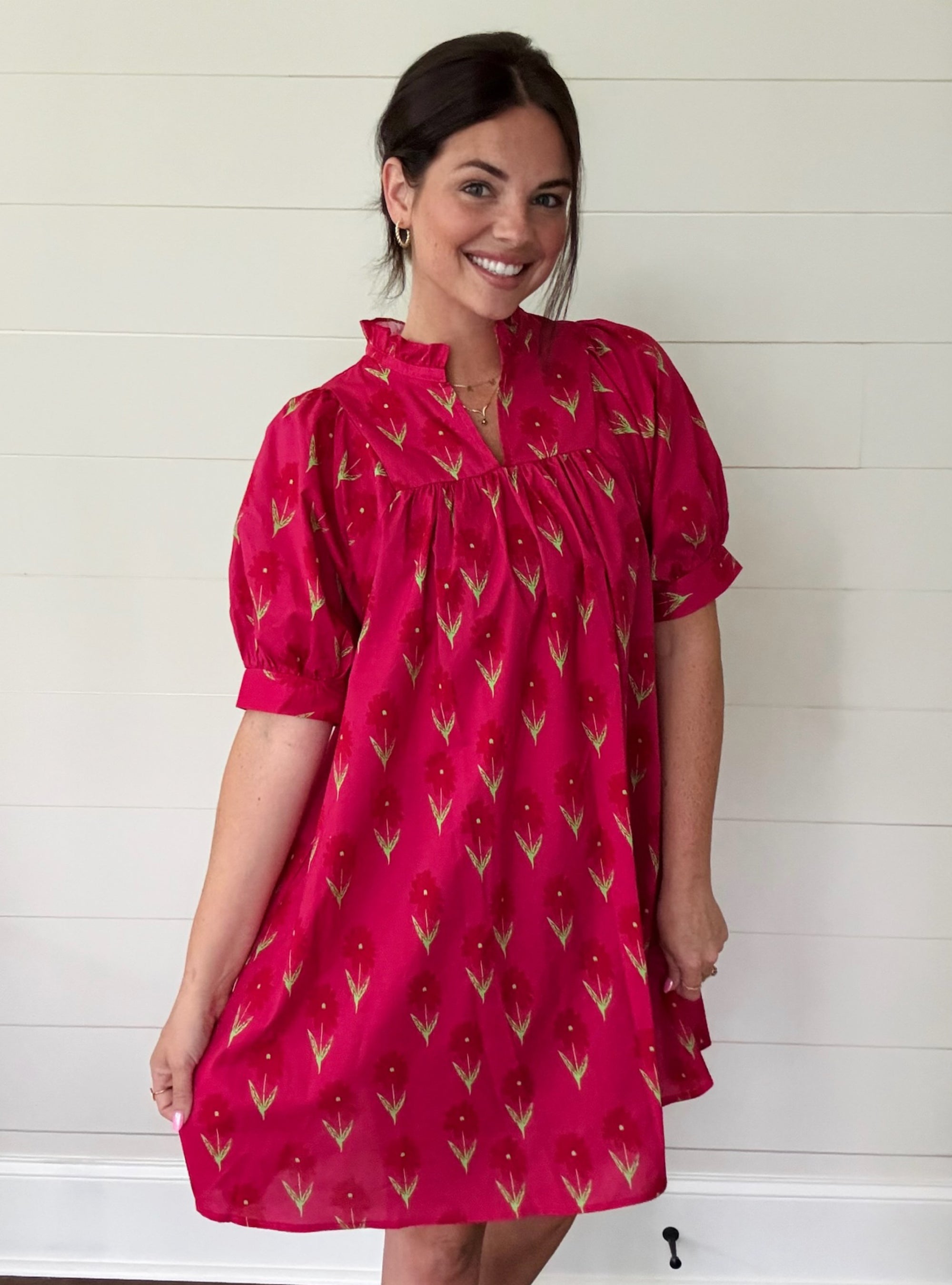 Back To The Fuchsia Floral Dress