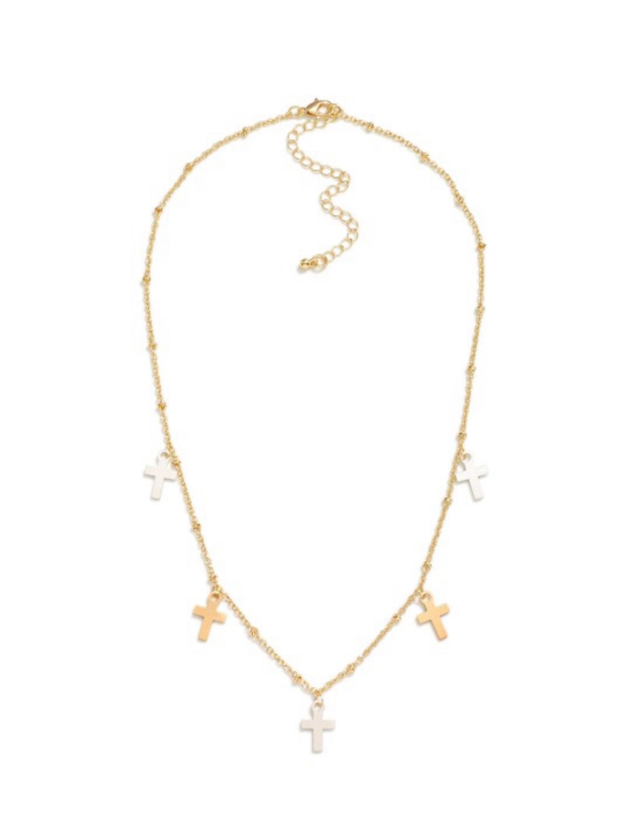Two-Tone Cross Charm Necklace