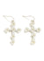 Pearl & Floral Studded Cross Earrings