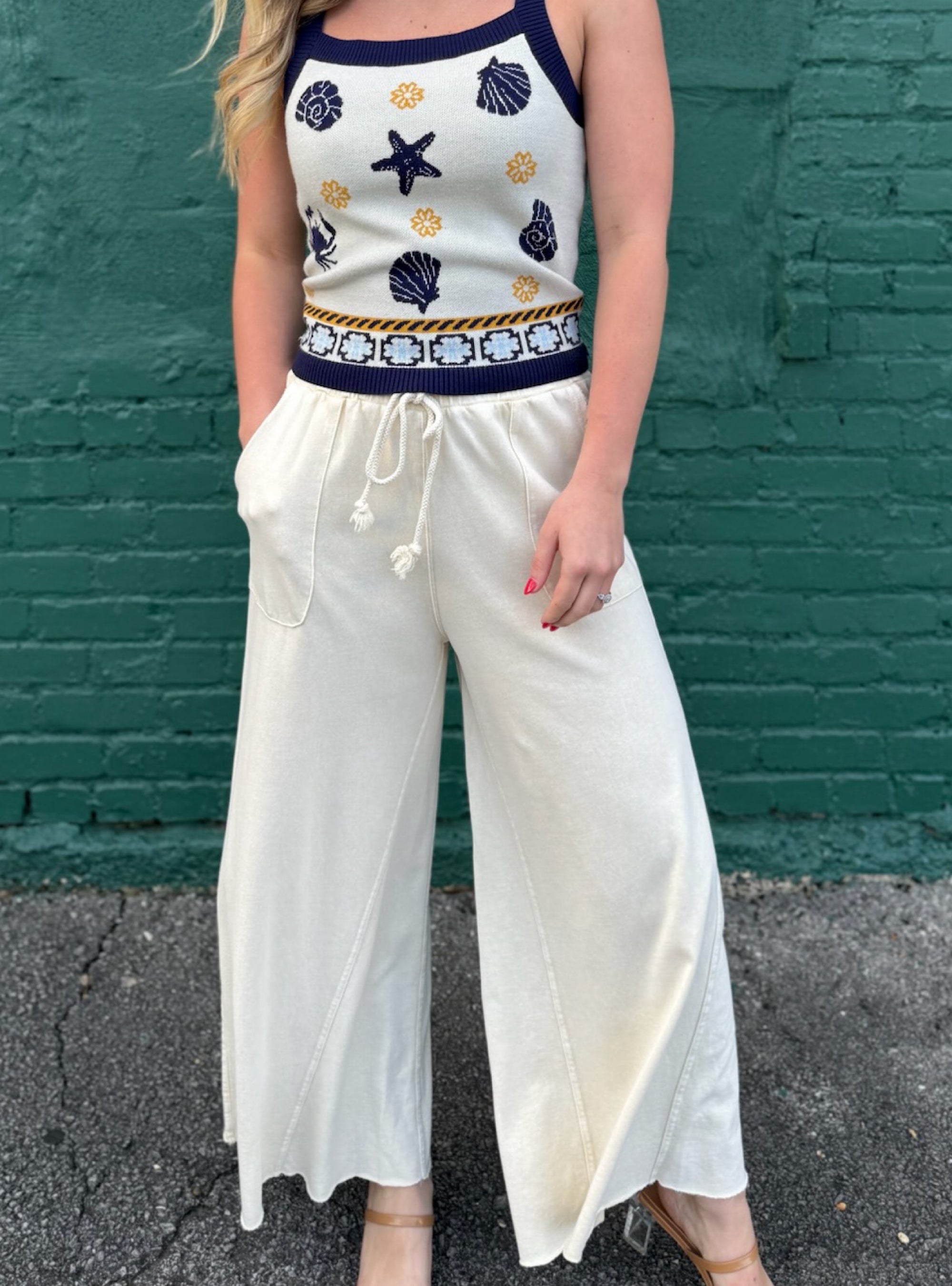 I Thought You Ecru Wide Leg Pants