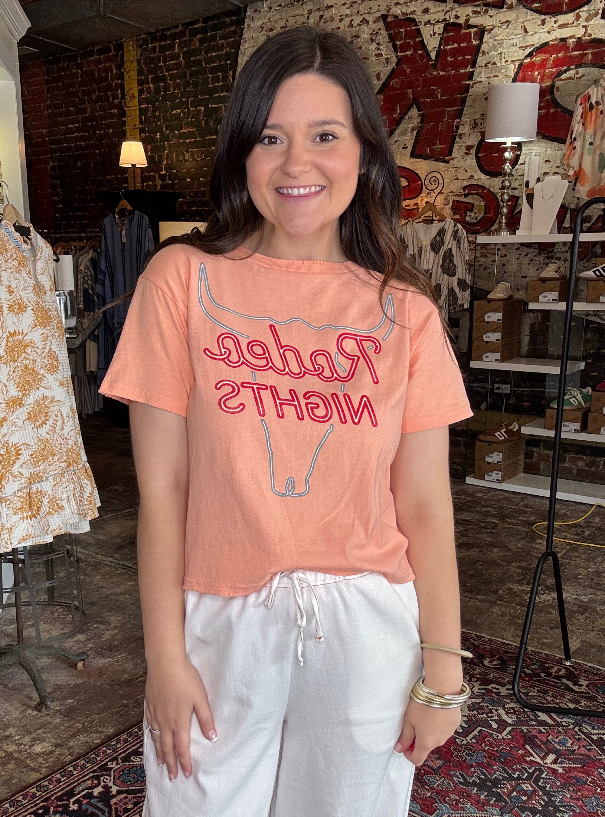 Rodeo Nights Neon Peach Tee