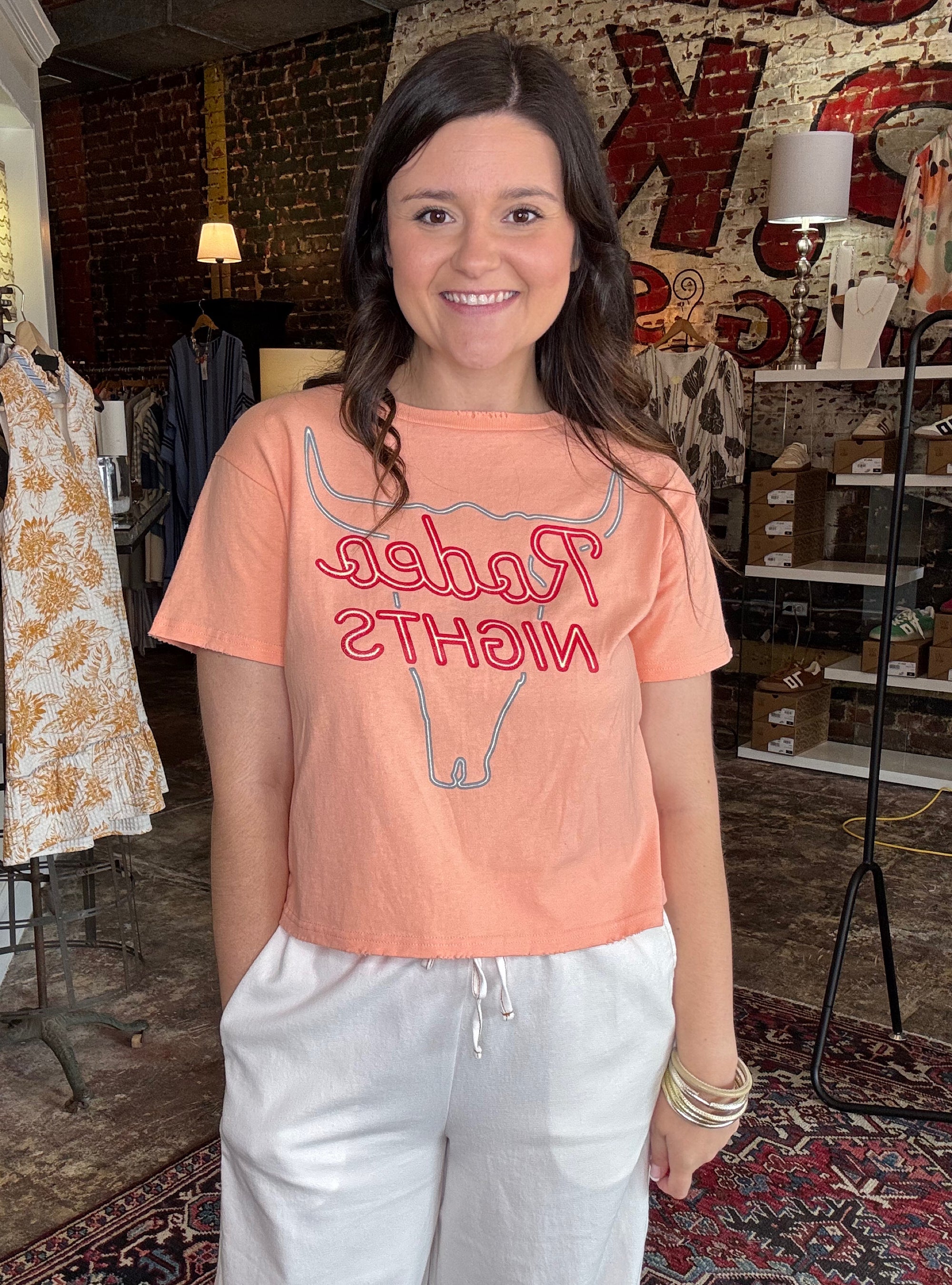 Rodeo Nights Neon Peach Tee