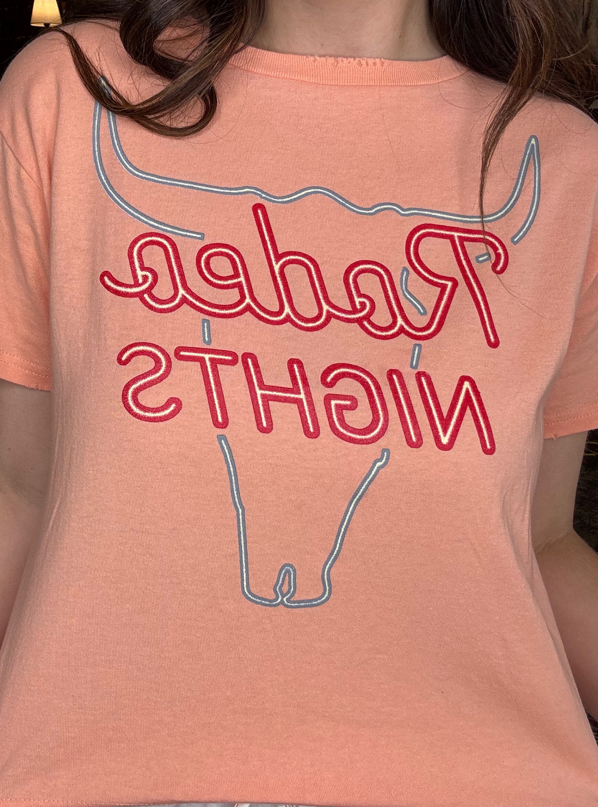 Rodeo Nights Neon Peach Tee