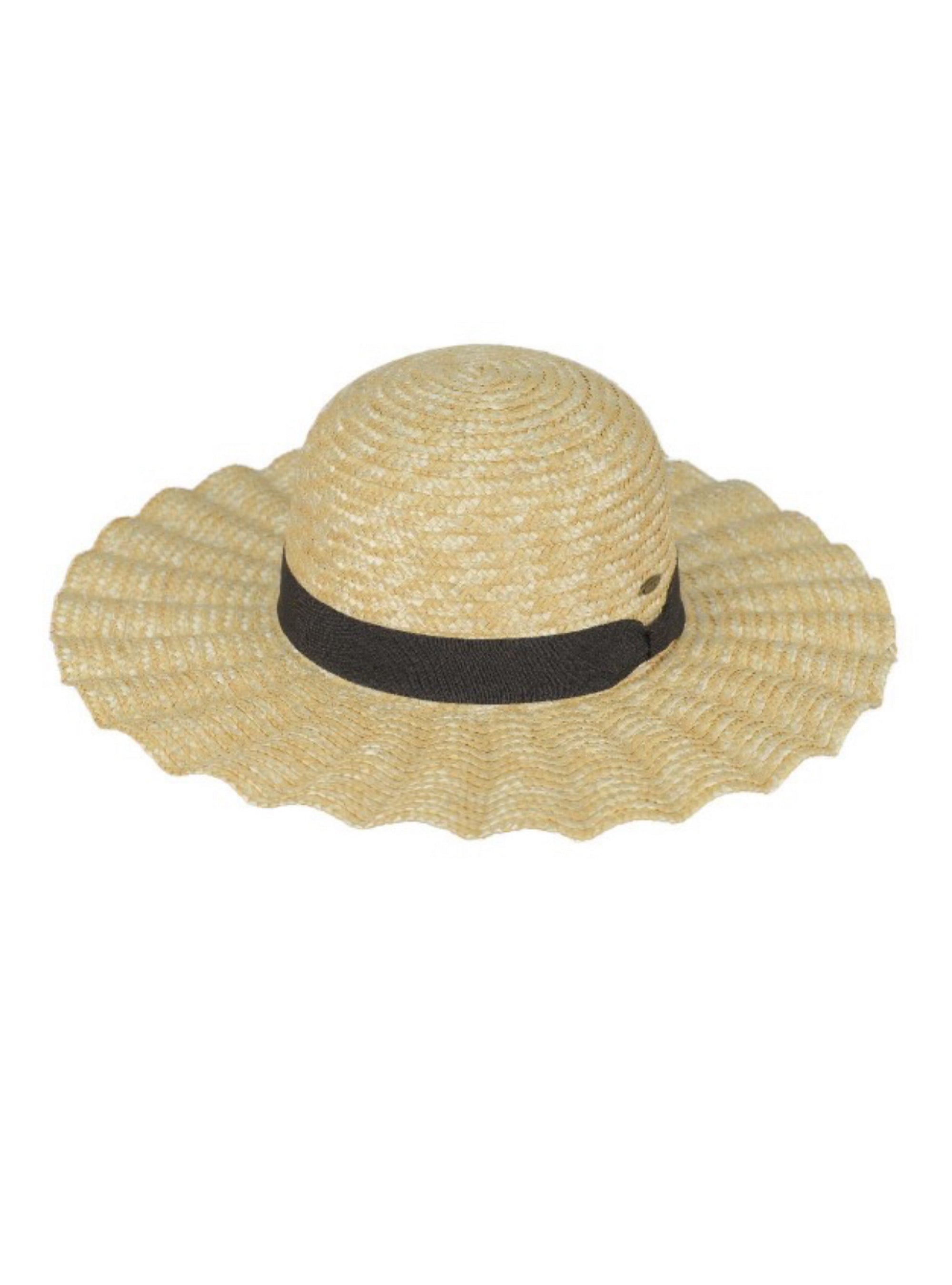 C.C Wheat Straw Waved Brim Sun Hat