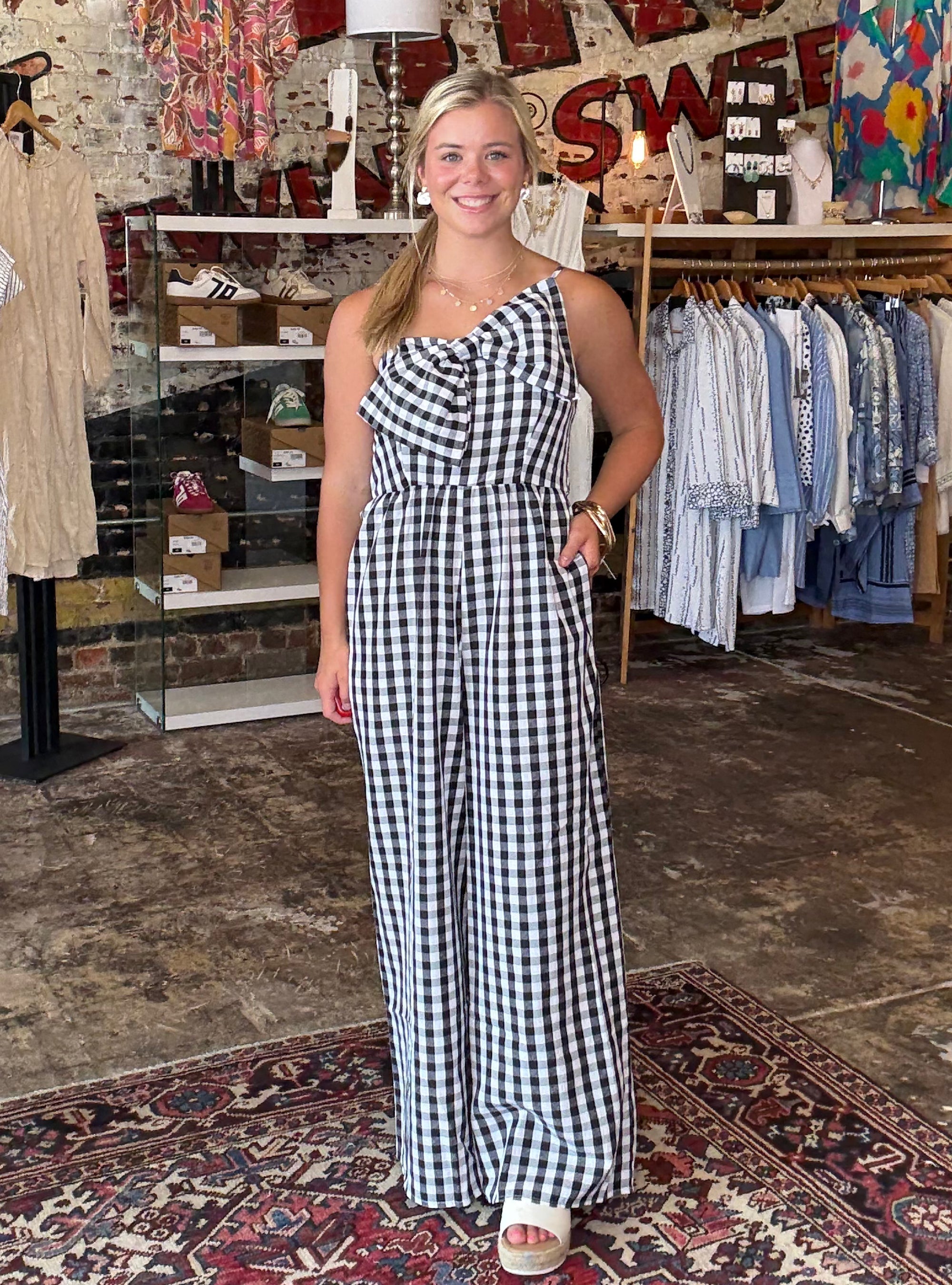 Check Me Out In My Gingham Jumpsuit