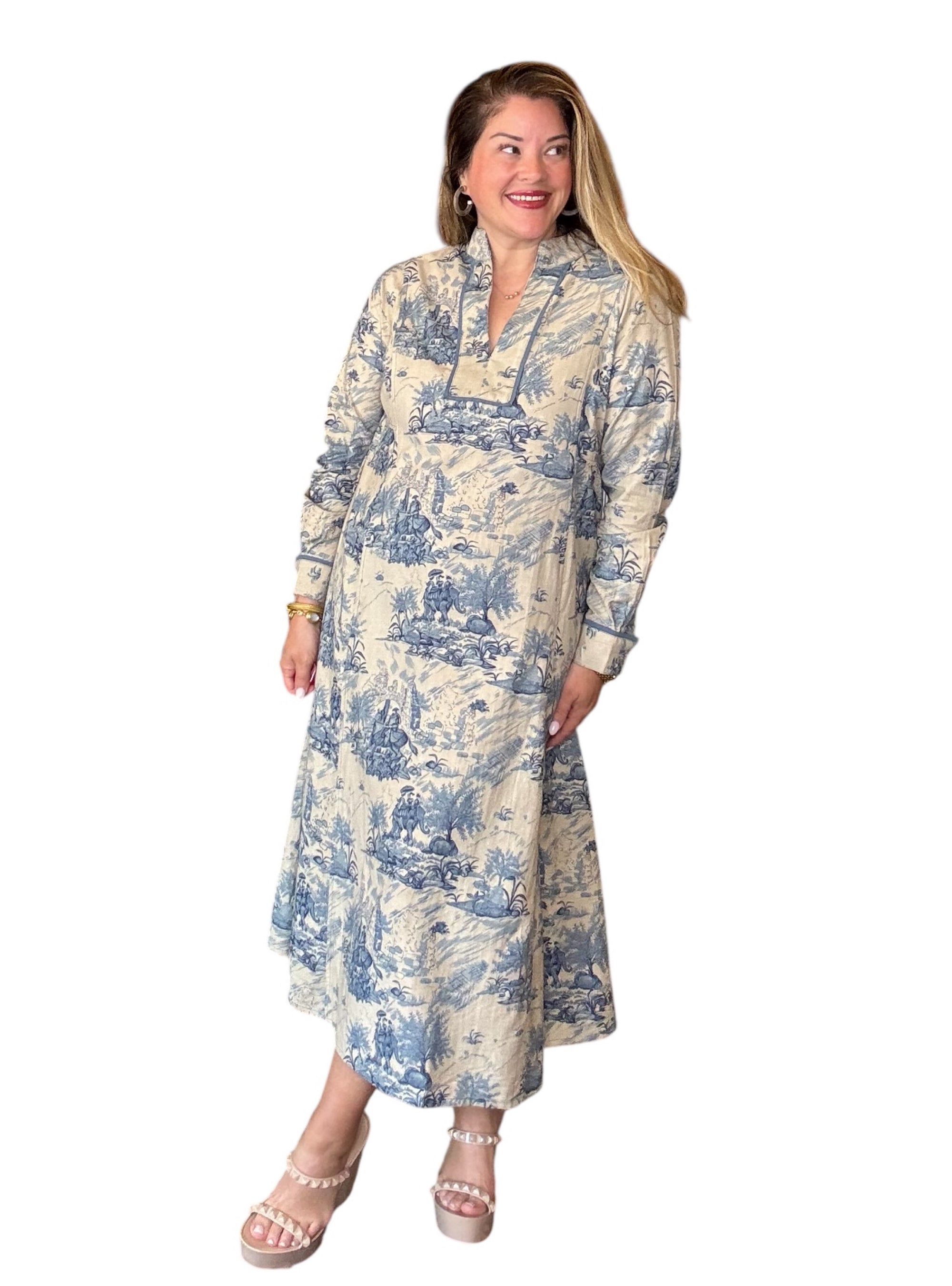 Uncle Frank Toile Blue Midi Dress