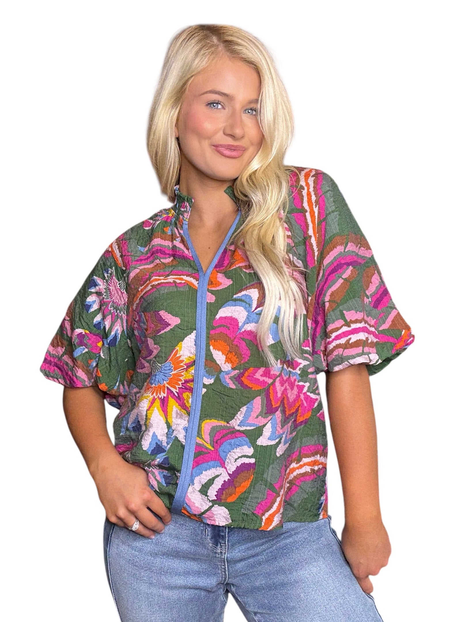 Electric Bloom Printed Top