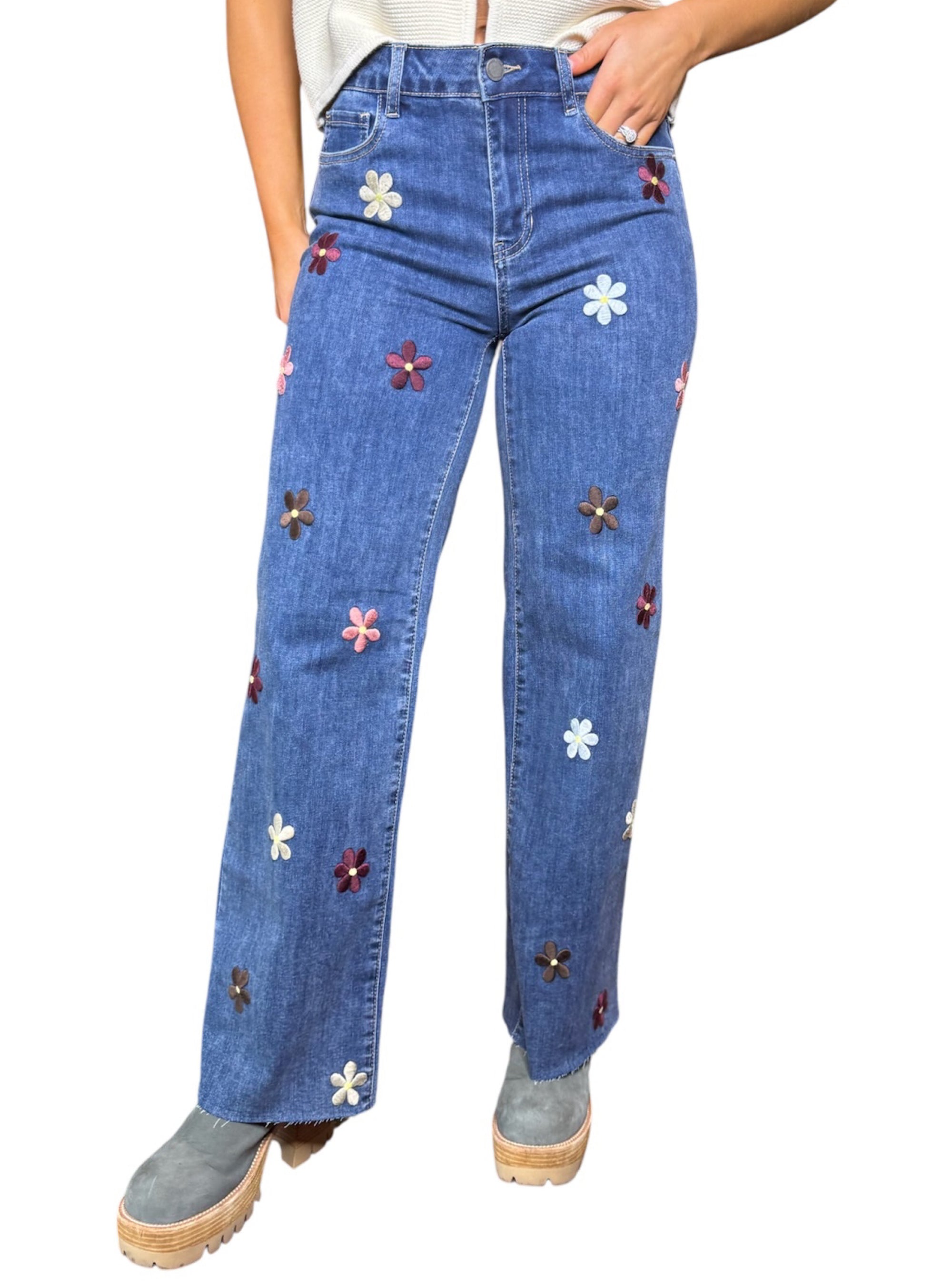 Charlie B Floral Embroidered Jeans