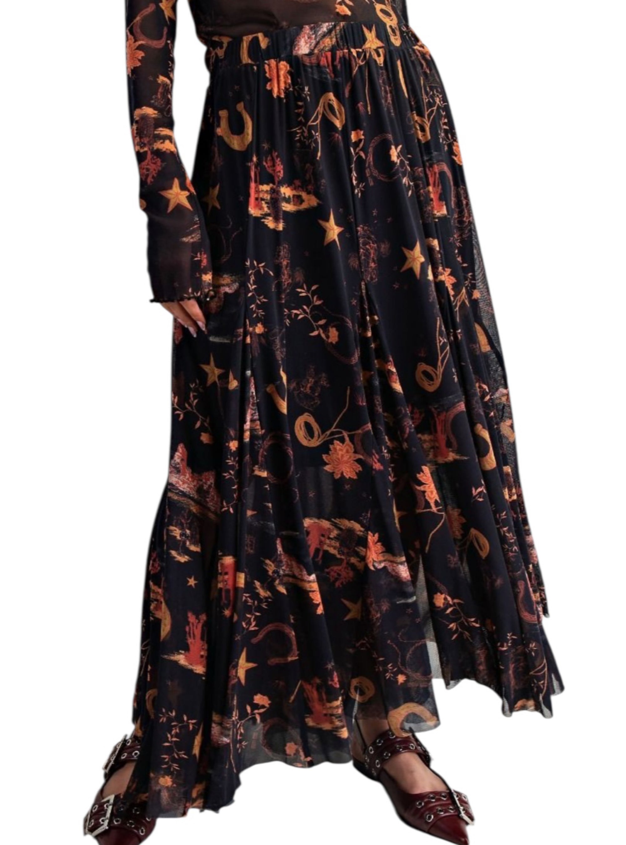 Rodeo Nights Mesh Maxi Skirt