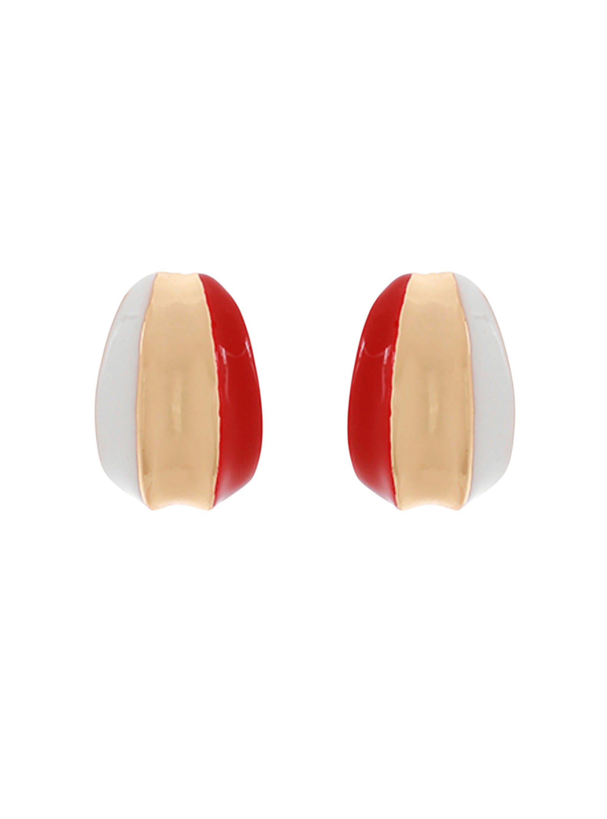 Game Day Half Hoop Earrings - Red & White