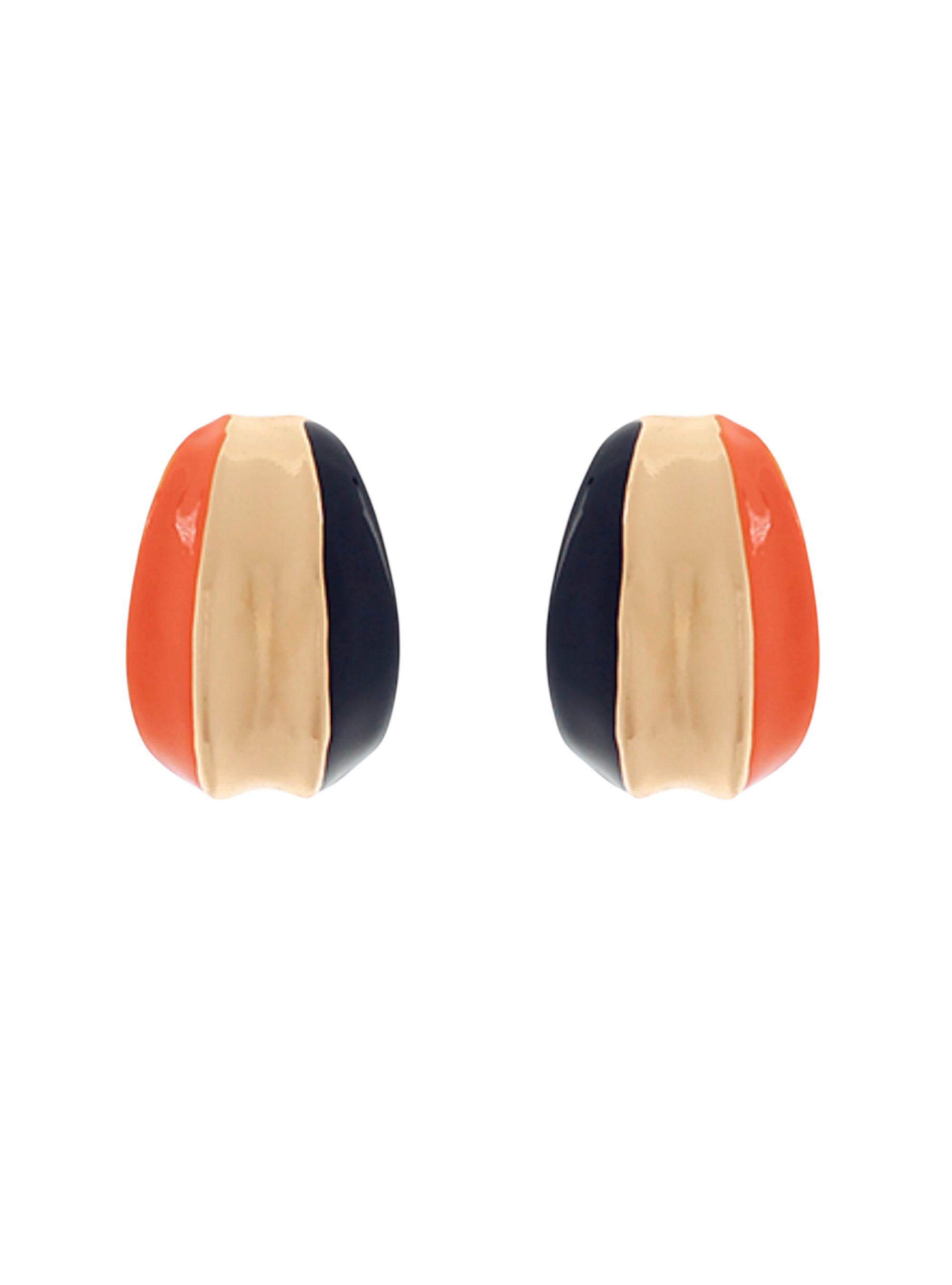 Game Day Half Hoop Earrings - Orange & Navy